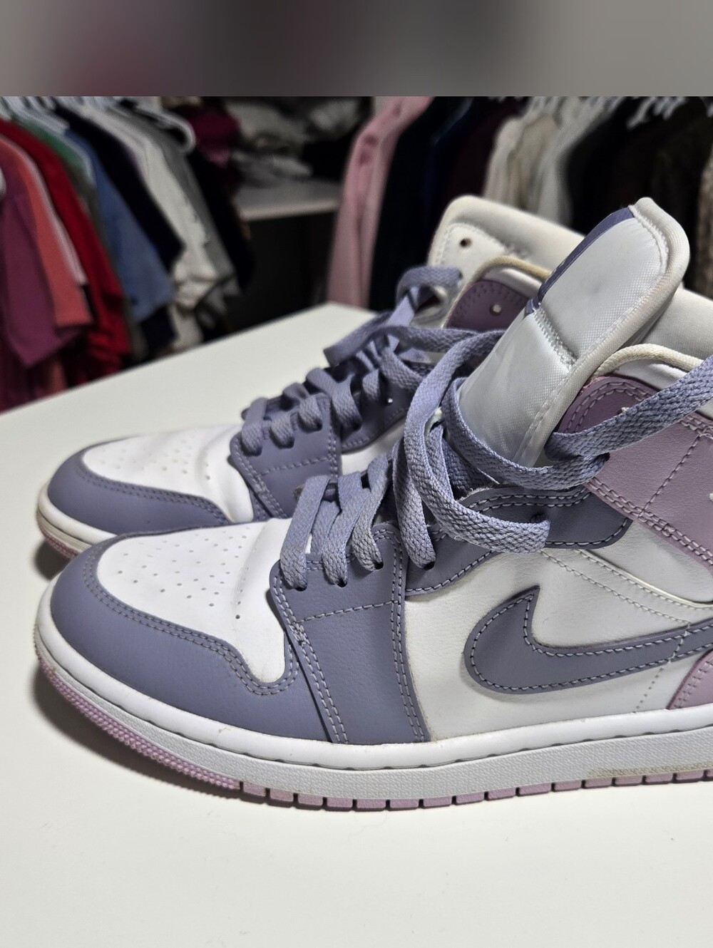 Nike Air Jordan 1 Mid Women’s Sneakers - Purple & White